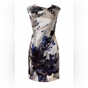 Max Mara Silk Dress Abstract Print Sleeveless Italy Elegant Minimalist Size S